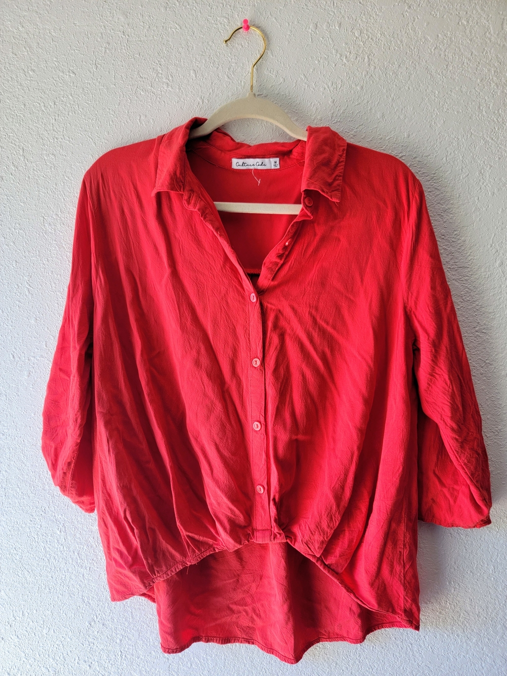 Casual Button-Front Women's Top in Bright Red